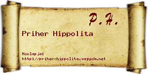 Priher Hippolita névjegykártya
